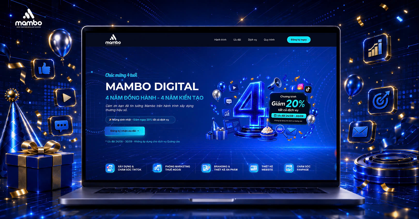 Mambo dành tặng ưu đãi 20% cho tất cả dịch vụ nhân dịp sinh nhật